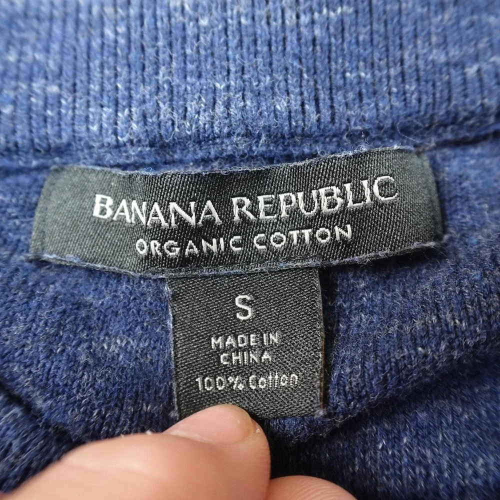 Banana Republic Sweater Mens S Blue Organic Cotton Raglan Crewneck Pullover Cozy